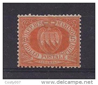 San Marino 1890 Definitives, National Coat Of Arms, 5c, Mi.6, MH AM.160 - Neufs