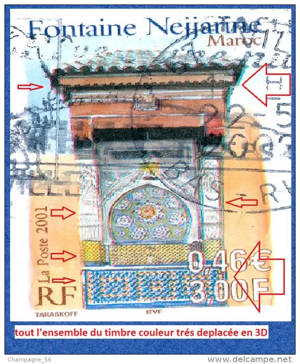 VARIÉTÉS FRANCE 2001  N° 3441 FONTAINE NEIJARINE MAROC 22.2.2002 OBLITÉRÉ YVERT TELLIER 0.60 € - Usados