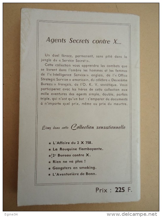 Editions De La Seine -  Agents Secrets Contre X.. - Jacques Alexandre - Gangsters En Smoking - 1956 - Seine, Ed. De La