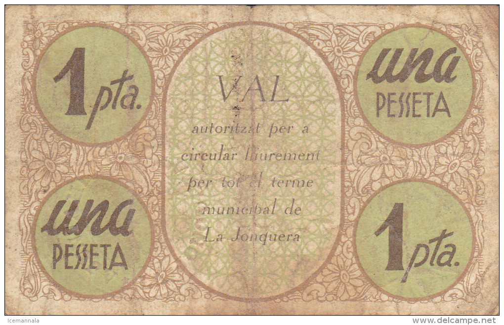 BILLETE LOCAL GUERRA CIVIL 1 PTS  AYUNTAMIENTO DE LA JONQUERA - Autres & Non Classés