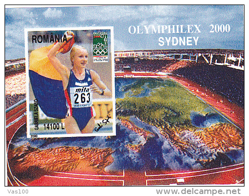 OLYMPIC GAMES SYDNEY 2000, COLITA 315, GABRIELA SZABO, ROMANIAN ATHLET, BLOCK MINT, 2006, ROMANIA - Eté 2000: Sydney - Paralympic