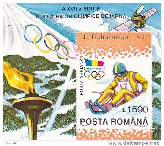 OLYMPIC GAMES LILLEHAMMER 1994, SKIING, MINT BLOCK, ROMANIA - Invierno 1994: Lillehammer