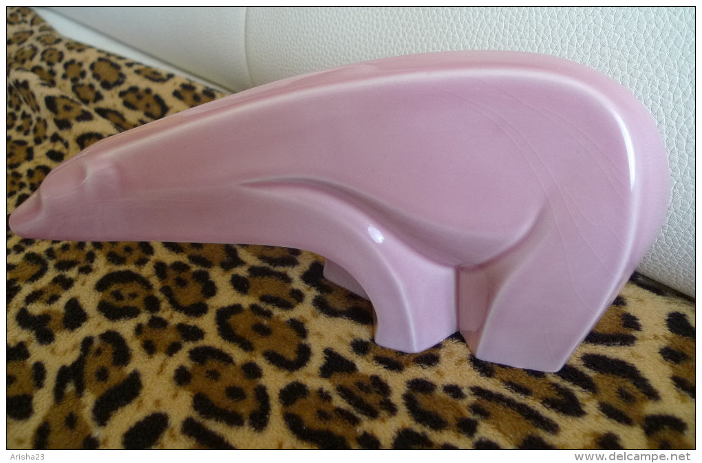 Vintage UE Upsala Ekeby Big Pink BEAR Figurine Designed By Bengt Nilsson Signed - Andere & Zonder Classificatie