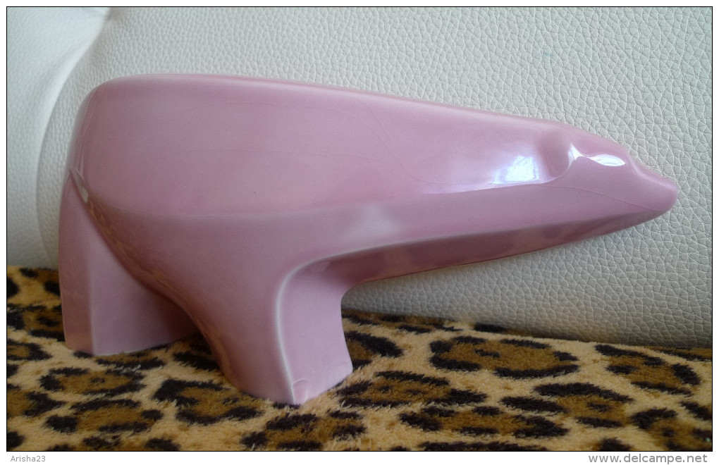 Vintage UE Upsala Ekeby Big Pink BEAR figurine designed by Bengt Nilsson signed