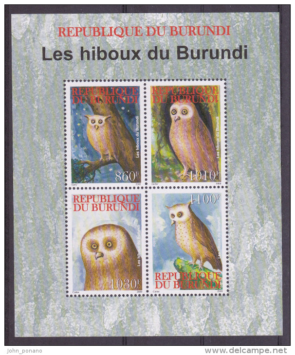 [X] Feuillet Sheet ** Oiseau De Proie Bird Of Prey Rapace Hibou Owl Burundi 2009 - Ungebraucht