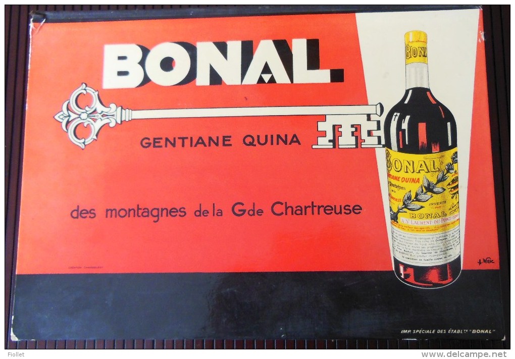 BONAL APERITIF GENTIANE QUINA CHARTREUSE St LAURENT DU PONT LEMMEL - Publicités