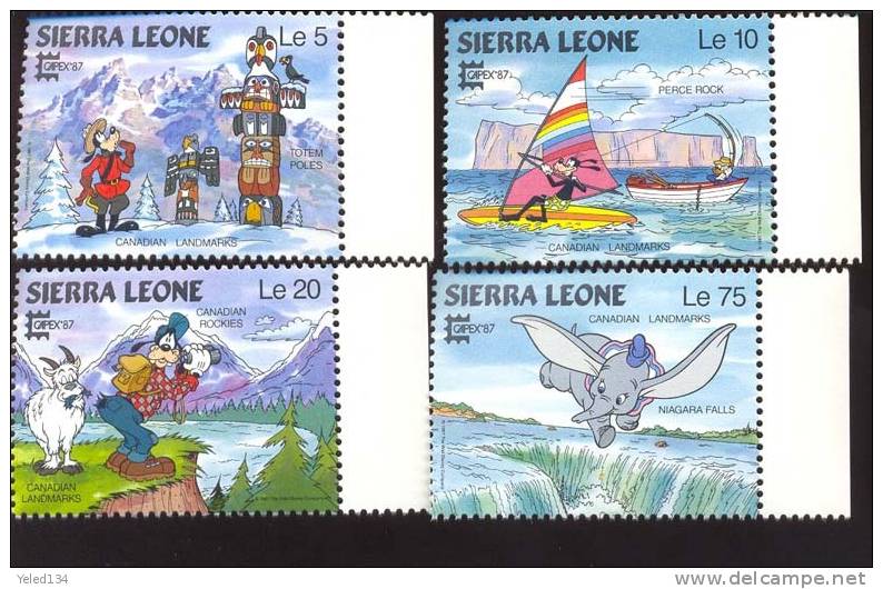 #  S-635  SIERRA LEONE   849-56  MINT NEVER HINGED SET OF STAMPS OF DISNEY ; CAPEX 87, CANADA ; - Disney