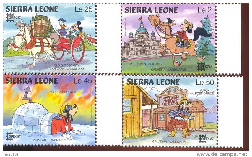 #  S-635  SIERRA LEONE   849-56  MINT NEVER HINGED SET OF STAMPS OF DISNEY ; CAPEX 87, CANADA ; - Disney