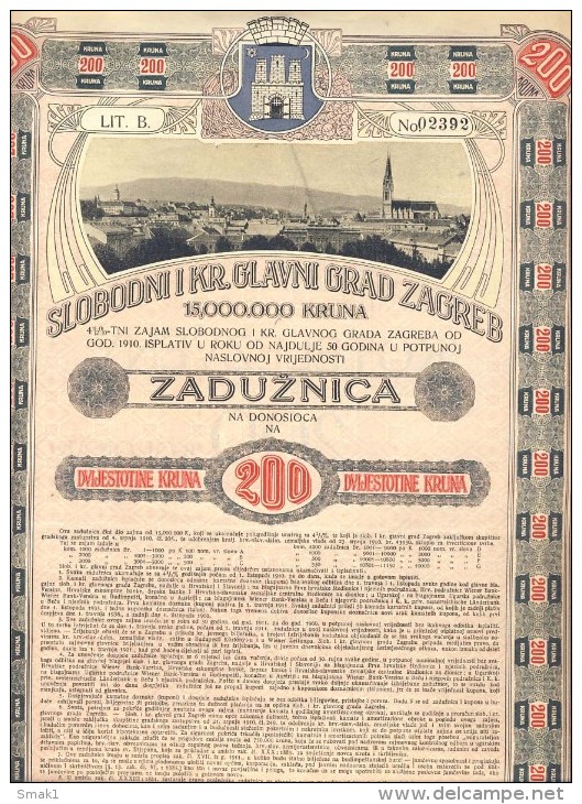 ACTIE    AKTIE    SHAREHOLDINGS  ZAGREB    200 KRUNA   1910.  LITHO - Other & Unclassified