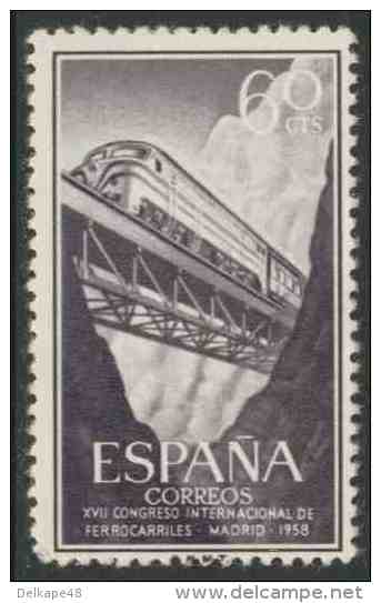 Spain Espana 1958 Mi 1130 YT 922 * Class 1600 Diesel-electric Locomotive On Viaduct , Despenaperros Gorge - Treinen