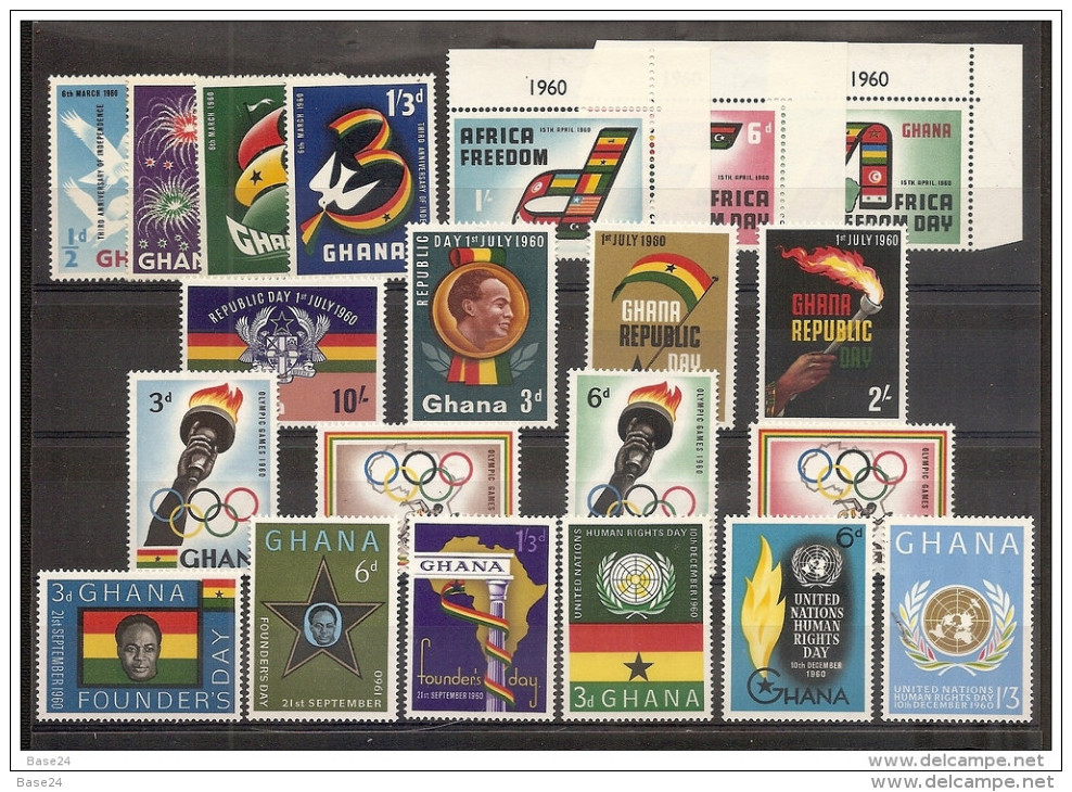 1960 Ghana ANNATA  YEAR 6 Serie Con 21v. (64/84) MNH** - Ghana (1957-...)