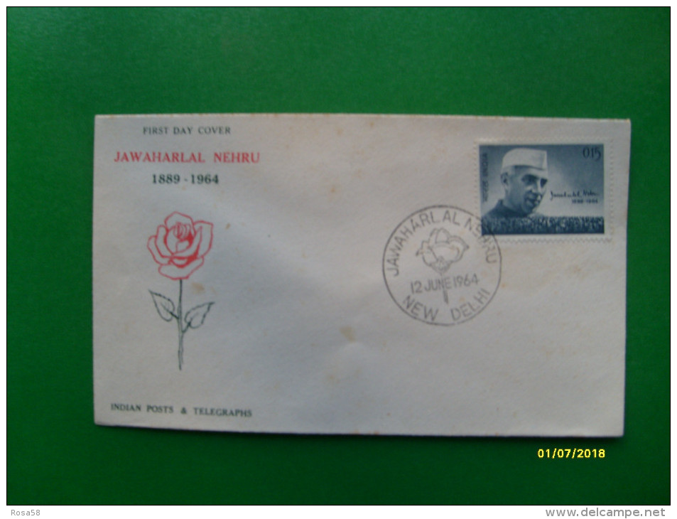 1964  First Day Cover Special Handstamp Jawaharlal NEHRU Timbro New Delhi - Unused Stamps