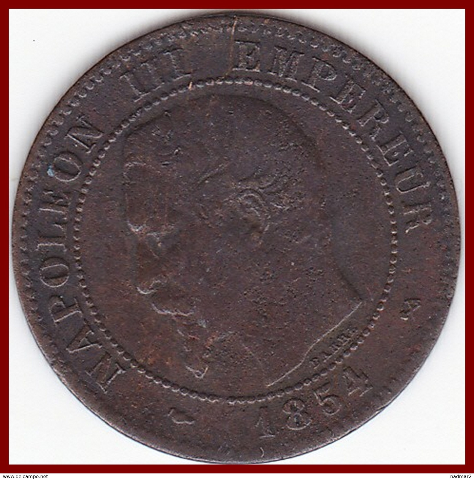 Franc NAPOLEON III 2 CENTIMES 1854 B  Bronze Etat "TB" F107/10 - Autres & Non Classés