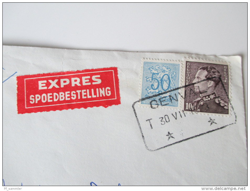 Belgien 1958 Expres Spoedbestelling Geneval - Stuttgart. Bahnpost . 4 Stempel - Cartas & Documentos