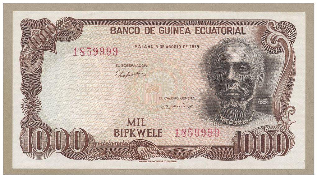 EQUATORIAL GUINEA - 1000 Bipkwele  1979  P16  Uncirculated  ( Banknotes ) - Guinée Equatoriale