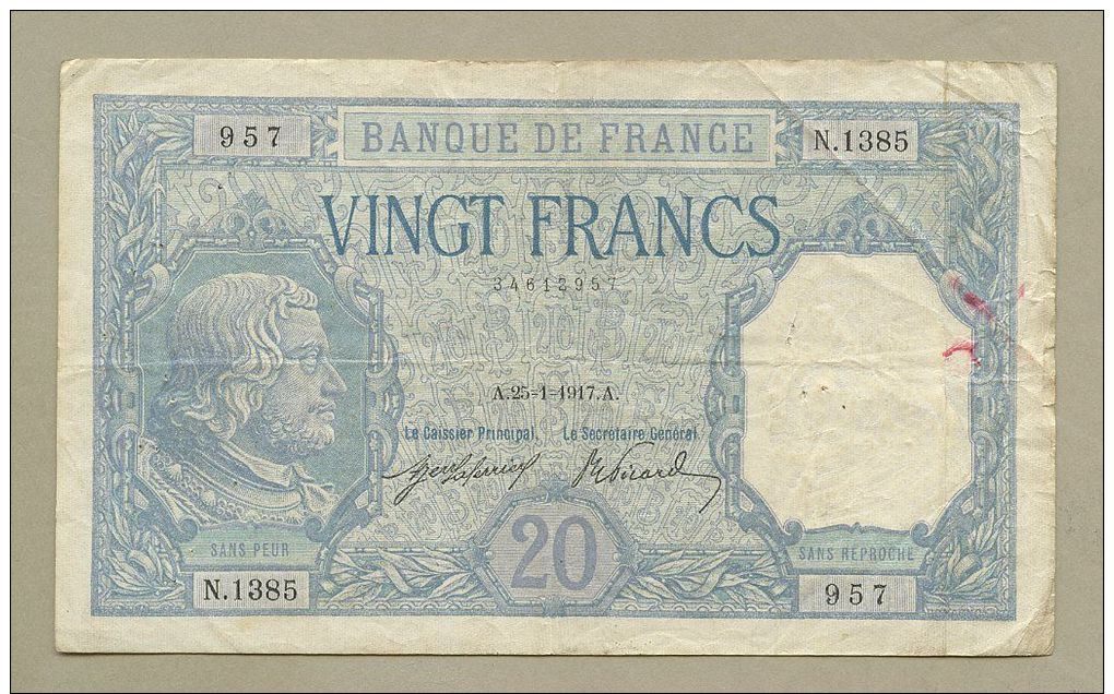 France - 20 Francs  1917  P74  TB / Fine  !!!!!!!!!!!!!!!  ( Banknotes ) - 20 F 1916-1919 ''Bayard''