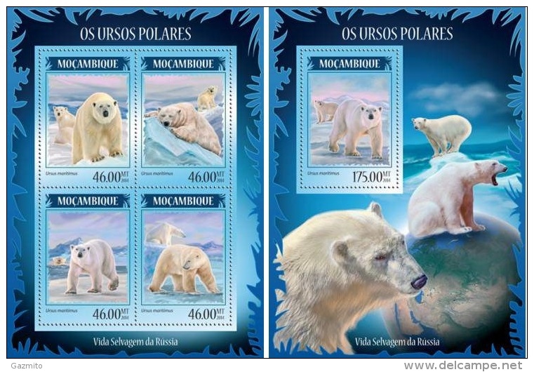 Mozambico 2014, White Bears, 4val In BF +BF - Faune Arctique