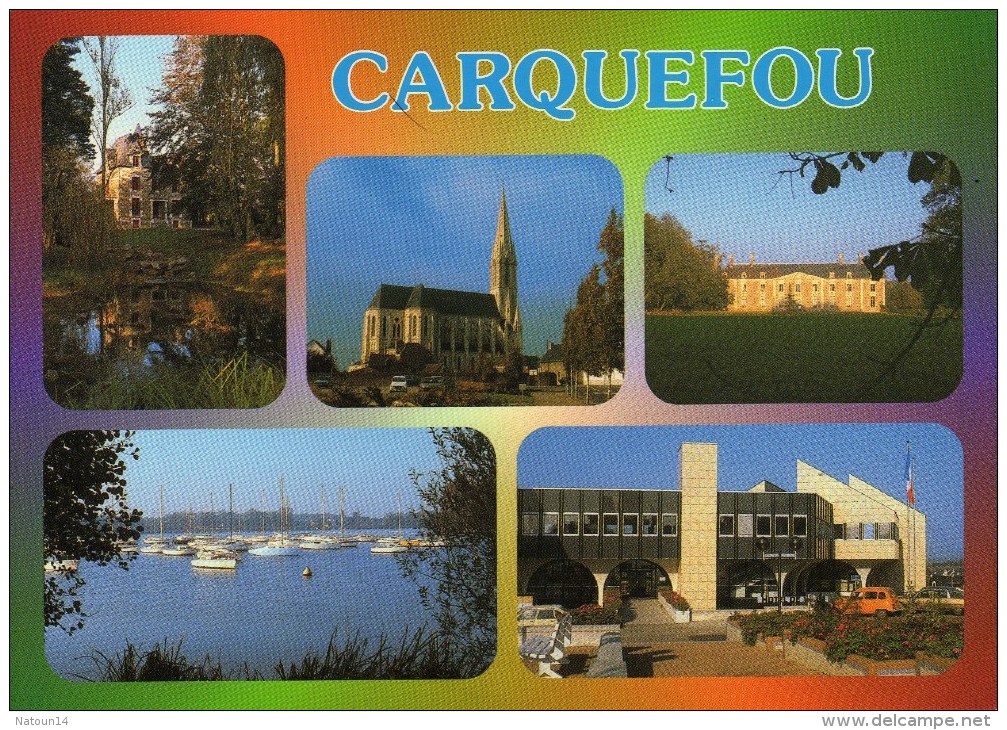 CPM Carquefou, Multivues, église, Mairie - Carquefou