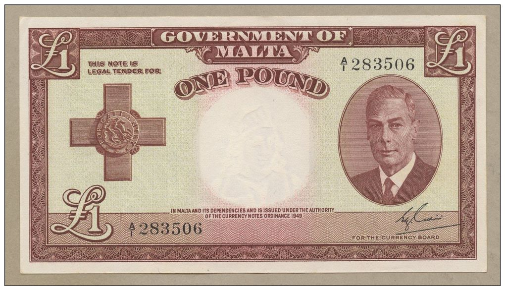 MALTA - £1  1951  KGVI  P22  Uncirculated  ( Banknotes ) - Malta
