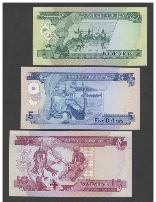 SOLOMON ISLANDS - $2, $5, $10 -NUMBER SET- QEII  P5-7  Uncirculated  ( Banknotes ) - Solomon Islands
