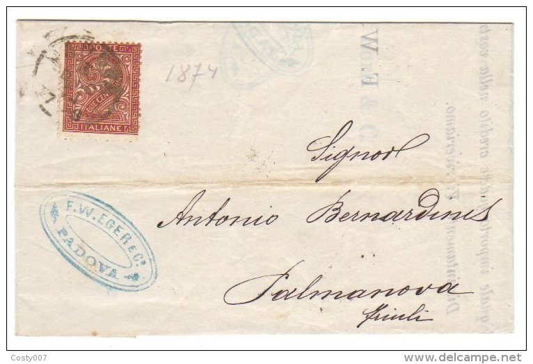 Italy 1870 Postal History Rare, Letter For Palmanova D.078 - Entiers Postaux