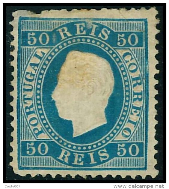 Portugal 1879 King Luis I, 50R, Blue, Mi.48x, MH AM.224 - Ongebruikt