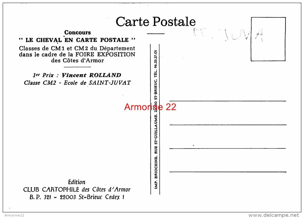 CPM  Le Cheval En Carte Postale Vincent Rolland Classe Cm2 Ecole ST Juvat - Saint-Juvat