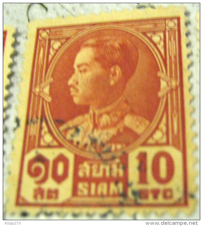 Thailand 1928 King Prajadhipok 10s - Used - Siam