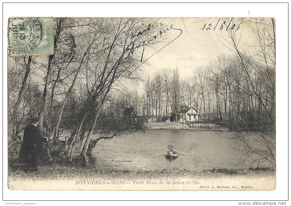 Cp, 78, Bonnières-sur-Seie, Petit Bras De La Seine Et L'Ile, Voyagée 1906 - Bonnieres Sur Seine