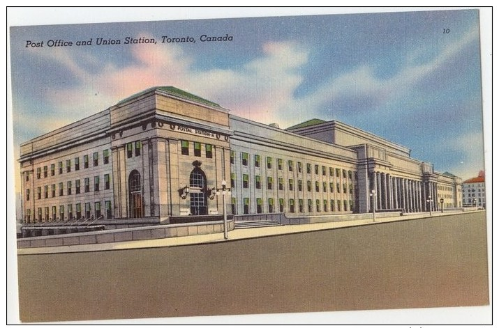 Linen Postcard, Post Office And Union Station, Toronto, Ontario (ref.# 2423c) - Toronto