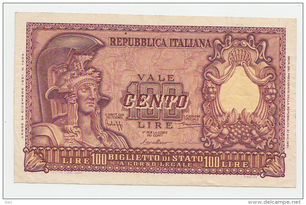 Italy 100 Lire 1951 VF++ Banknote P 92a  92 A - 100 Lire