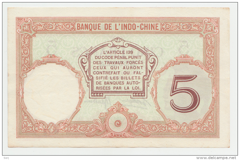 New Caledonia Noumea 5 Francs 1926 XF++ AUNC P 36b 36 B - Nouvelle-Calédonie 1873-1985