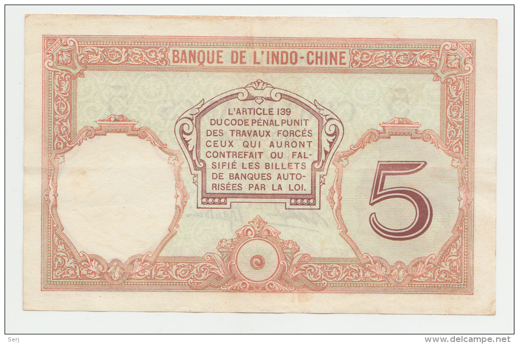 New Caledonia Noumea 5 Francs 1926 AXF  P 36b 36 B - Nouméa (New Caledonia 1873-1985)