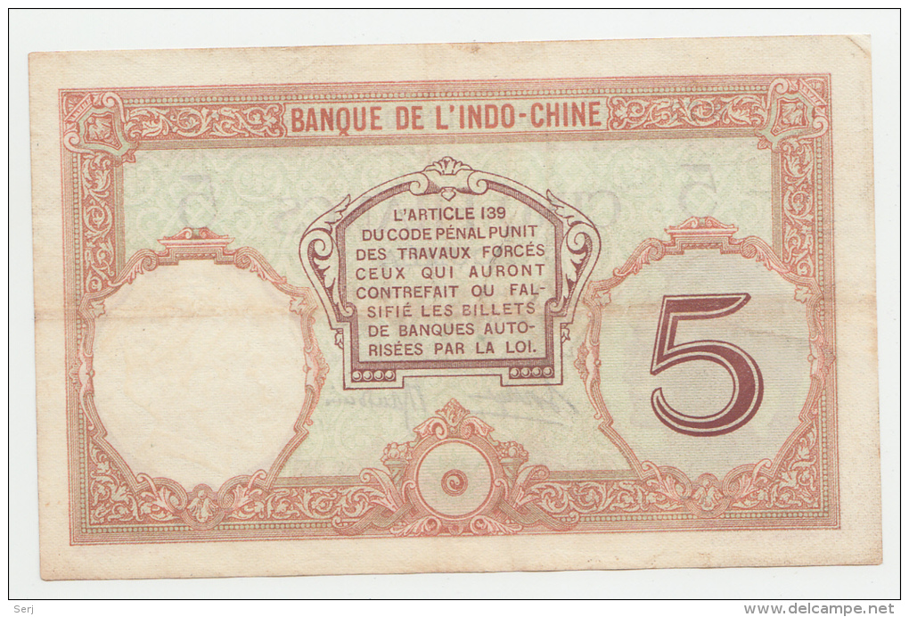 New Caledonia Noumea 5 Francs 1926 VF++  P 36b 36 B - Nouméa (Nieuw-Caledonië 1873-1985)