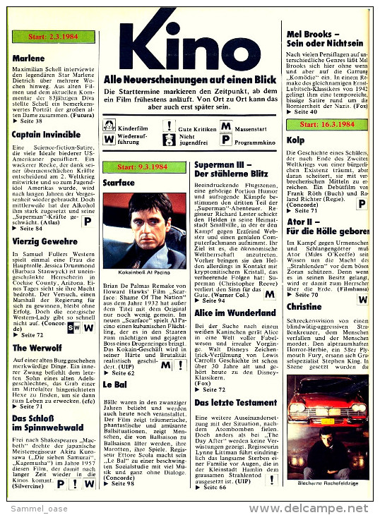 CINEMA Filmzeitschrift 1984  Heft 70  -  Mit : Alice Im Wunderland  -  Superman III  -  The Werewolf - Zeitschriften