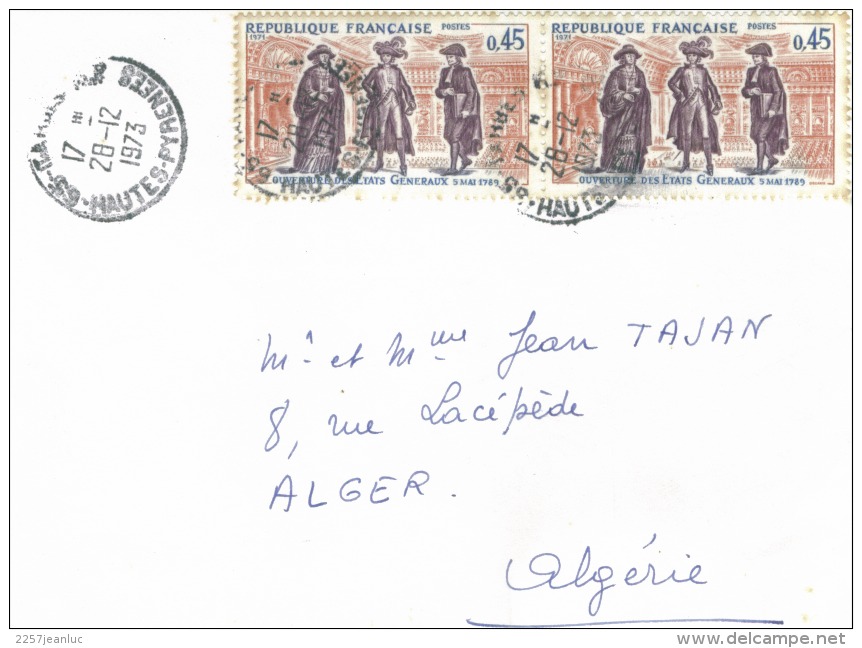 Timbres  Ouverture Des état Généraux Du 5 Mai 1789 Sur Lettre Pour Alger Oblit 1973 - Lettres & Documents