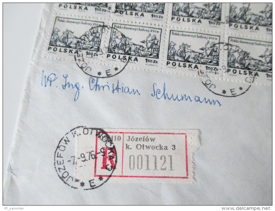 Polen 1976 Registered Letter Jozefow K. Otwocka 3. Nach München. Michel Nr.2351 Mehrfachfrankatur 10er Einheit Bogenrand - Lettres & Documents