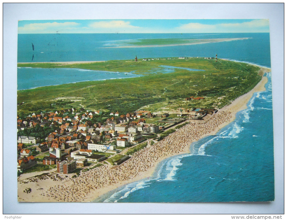 Germany: Nordseeheilbad Wangerooge Im Hintergrund Insel Spiekeroog - Luftaufnahme - 1974 Used - Wangerooge