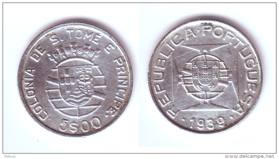 Sao Tome & Principe 5 Escudos 1939 - Sao Tomé E Principe