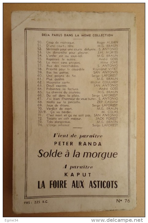 Editions Fleuve Noir -Spécial-Police- Frederic DARD- SAN-ANTONIO -no 76- Messieurs Les Hommes  -1955- E.O. - San Antonio