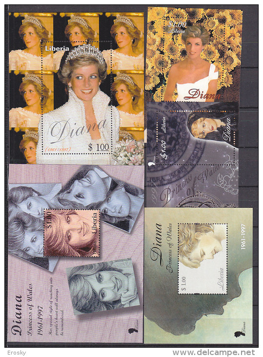 C0022 - LIBERIA Yv N°1586/1621 + BF 168/179 ** LADY DIANA IN FOLDER - Liberia