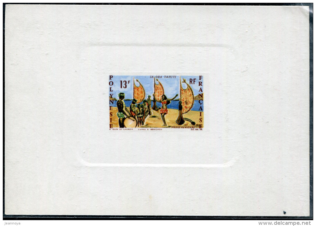 POLYNÉSIE - POSTE AÉRIENNE N° 21 ( DANSE TAHITIENNE ) EPREUVE DE LUXE - SUP - Imperforates, Proofs & Errors