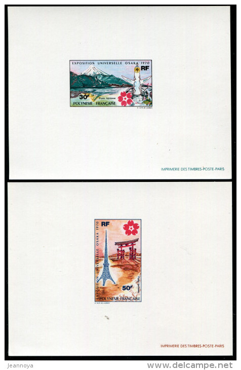 POLYNÉSIE - POSTE AÉRIENNE N° 32 & 33 ( EXPOSITION UNIVERSELLE D'OSAKA ) 2 EPREUVES DE LUXE - SUP - Imperforates, Proofs & Errors