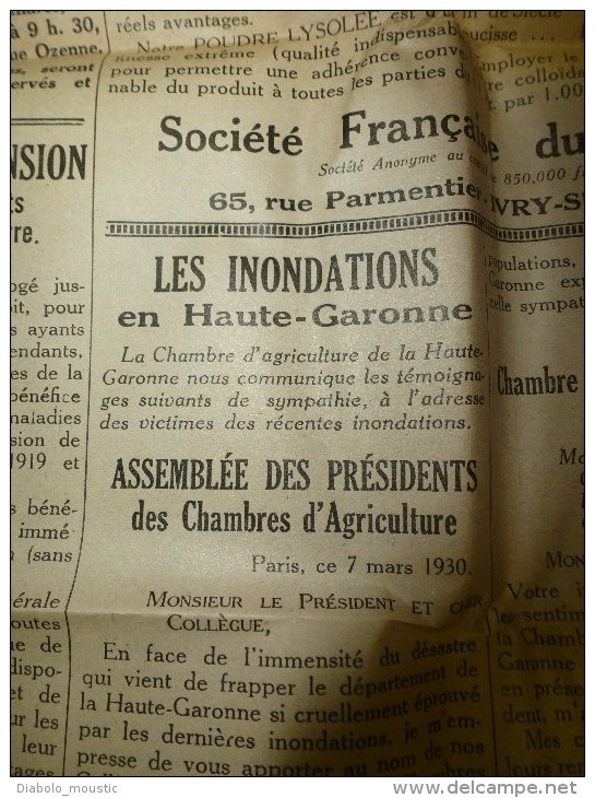 1930 LE BLE, LE VIN journal peu connu...dont texte en occitan "Lé cadéttou dé bordo nobo" :