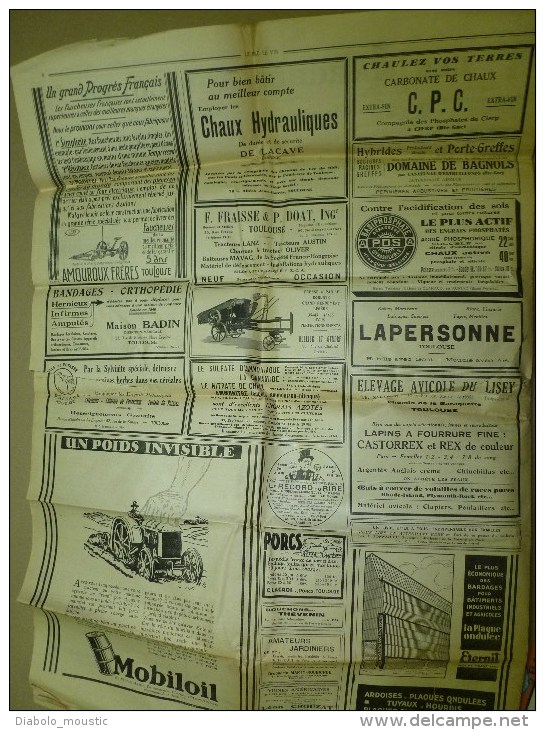 1930 LE BLE, LE VIN journal peu connu...dont texte en occitan "Lé cadéttou dé bordo nobo" :