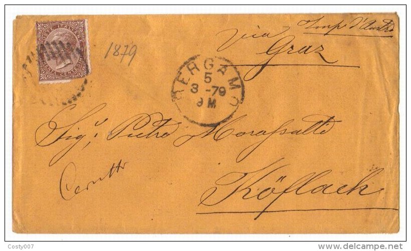 Italy 1879 Postal History Rare Cover Bergamo To Koflach D.137 - Entiers Postaux
