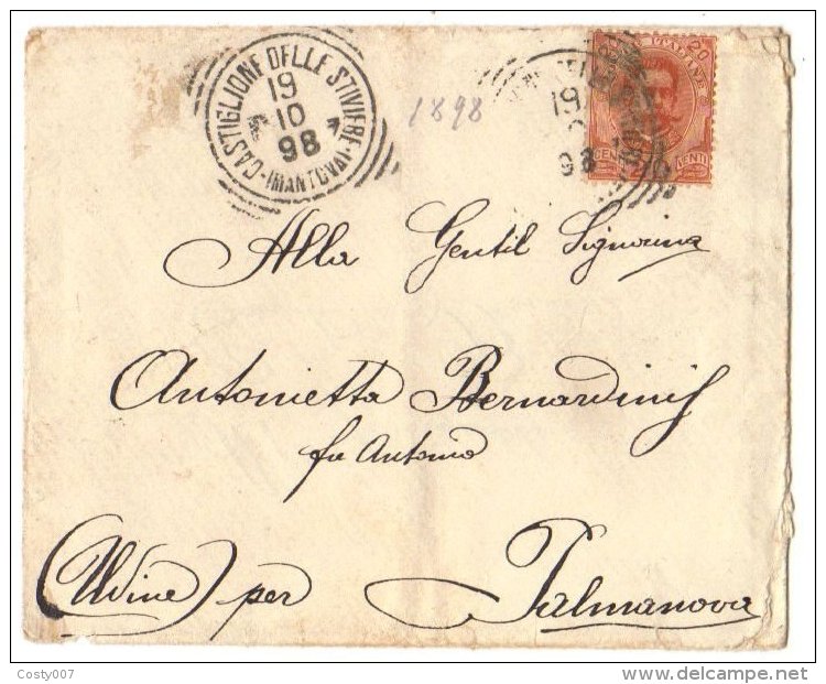 Italy 1898 Postal History Rare Cover Castiglione To Palmanova D.138 - Stamped Stationery