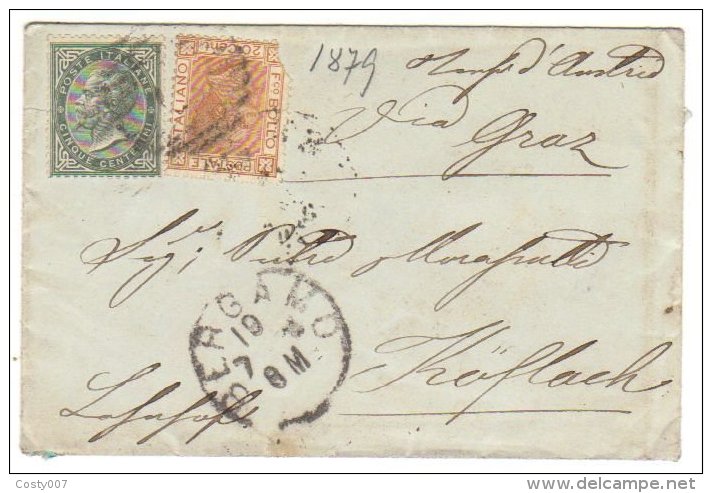 Italy 1879 Postal History Rare Cover Bergamo To Koflach D.139 - Stamped Stationery