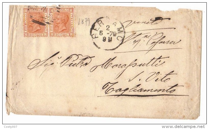 Italy 1879 Postal History Rare Cover Bergamo To San Vito D.140 - Entiers Postaux