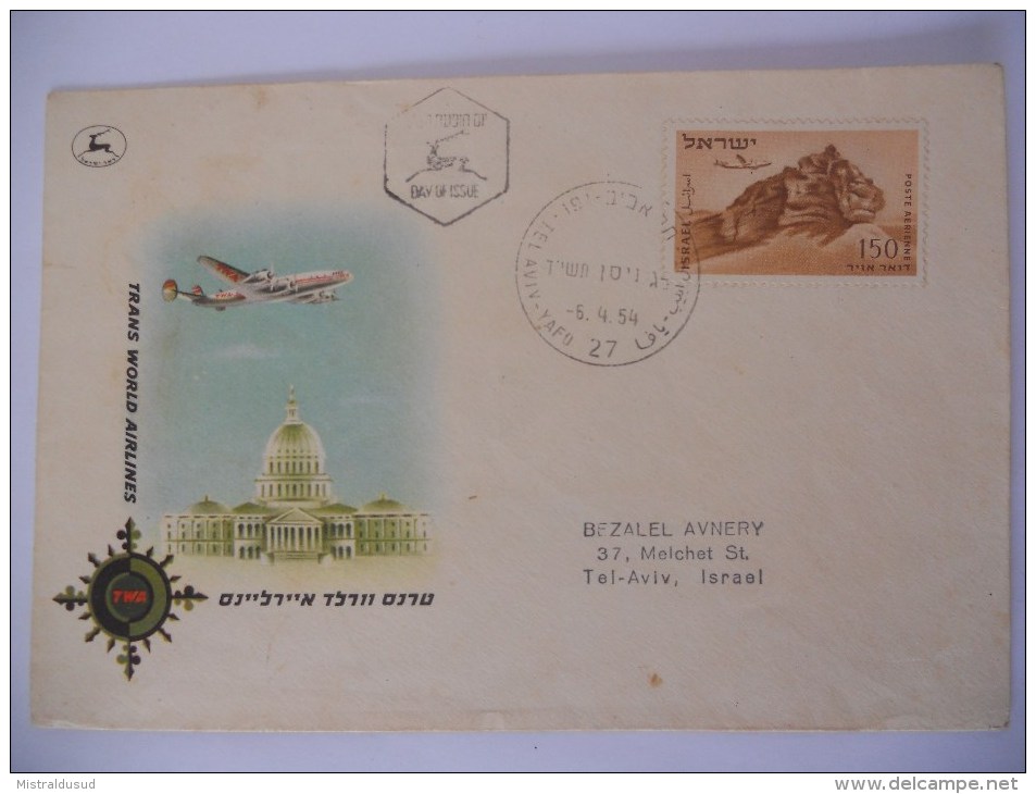 Israel Lettre De 1954 Avec Poste Aerienne - Poste Aérienne